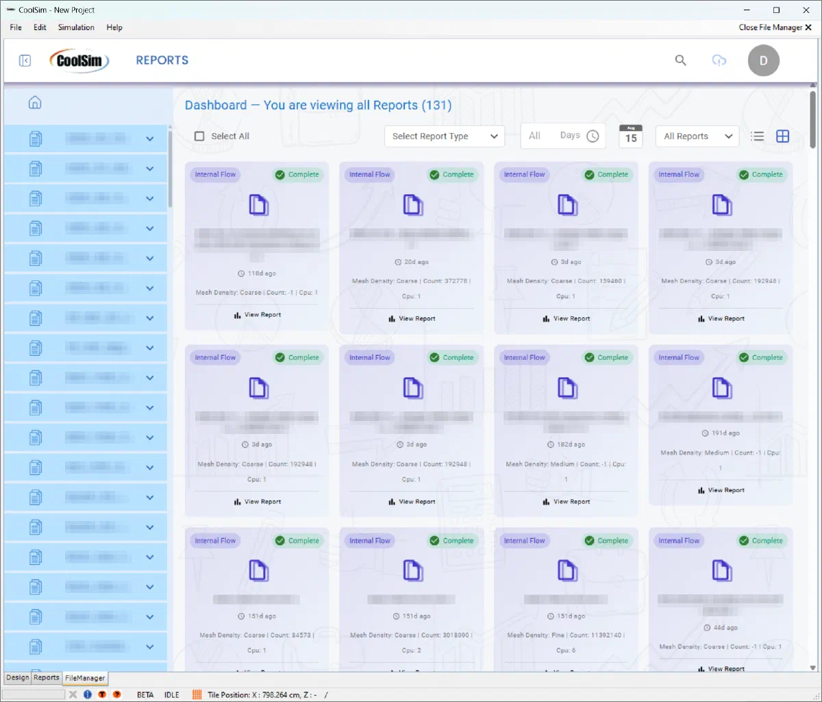 Grid view of the CoolSim File Manager