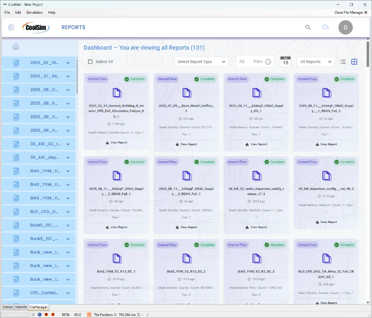 Grid view of the CoolSim File Manager