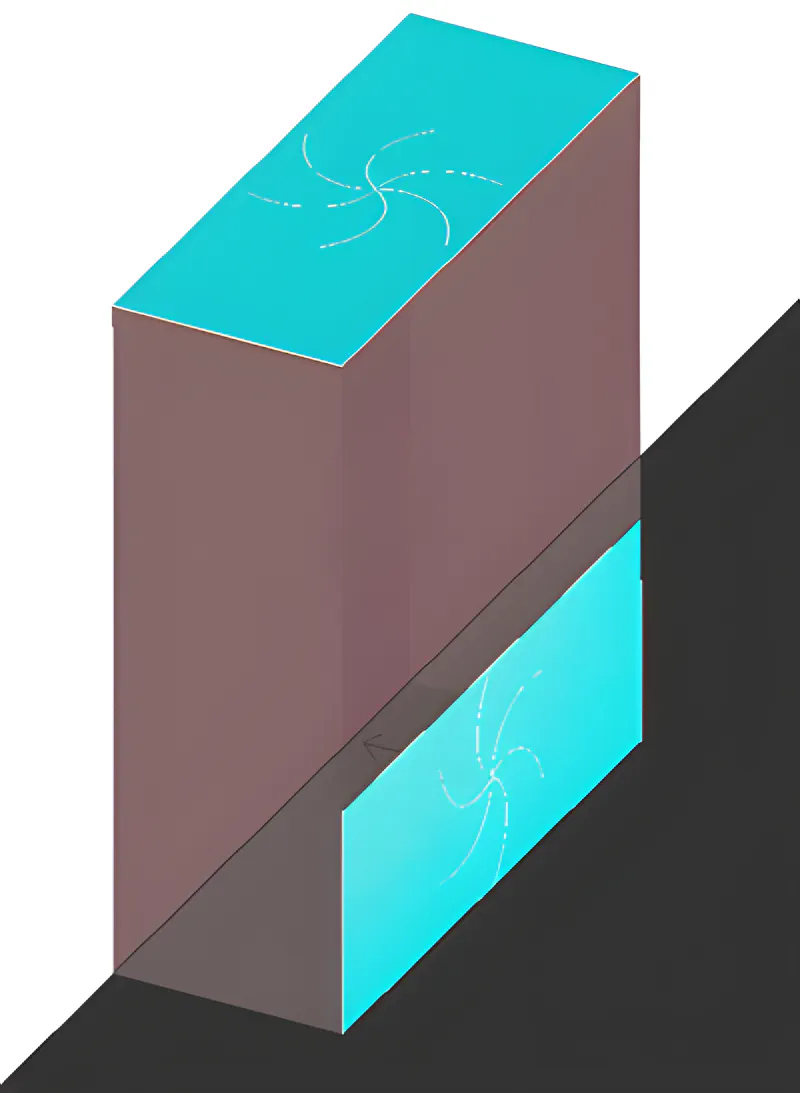 A CRAC consists of a hollow block, a return fan, and one or more supply fans