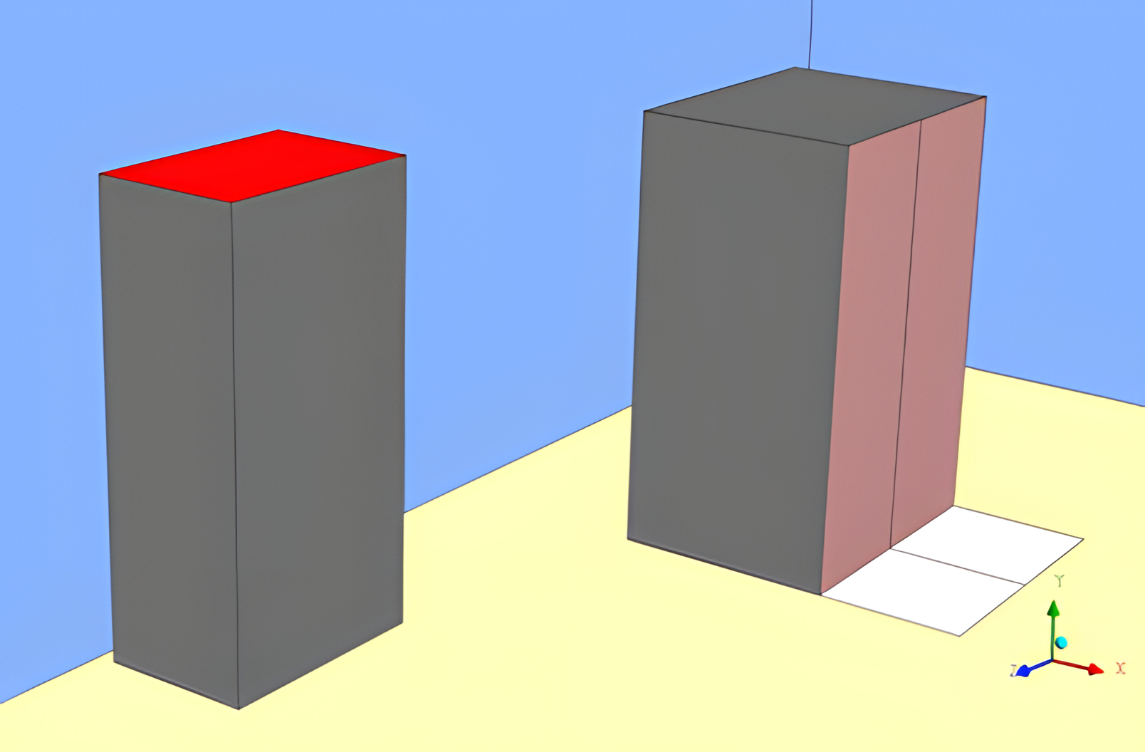 Racks (right) and PDUs (left) consist of hollow blocks with openings for air flow and a heat gain